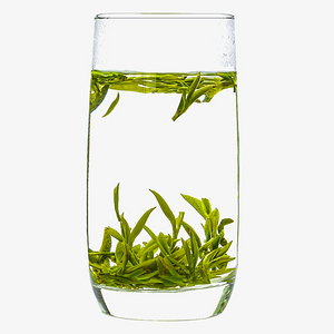 茶杯茶水,玻璃杯茶水,翠绿嫩叶,
